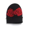 Women Barrie Beanie in cashmere and wool with a rose motif