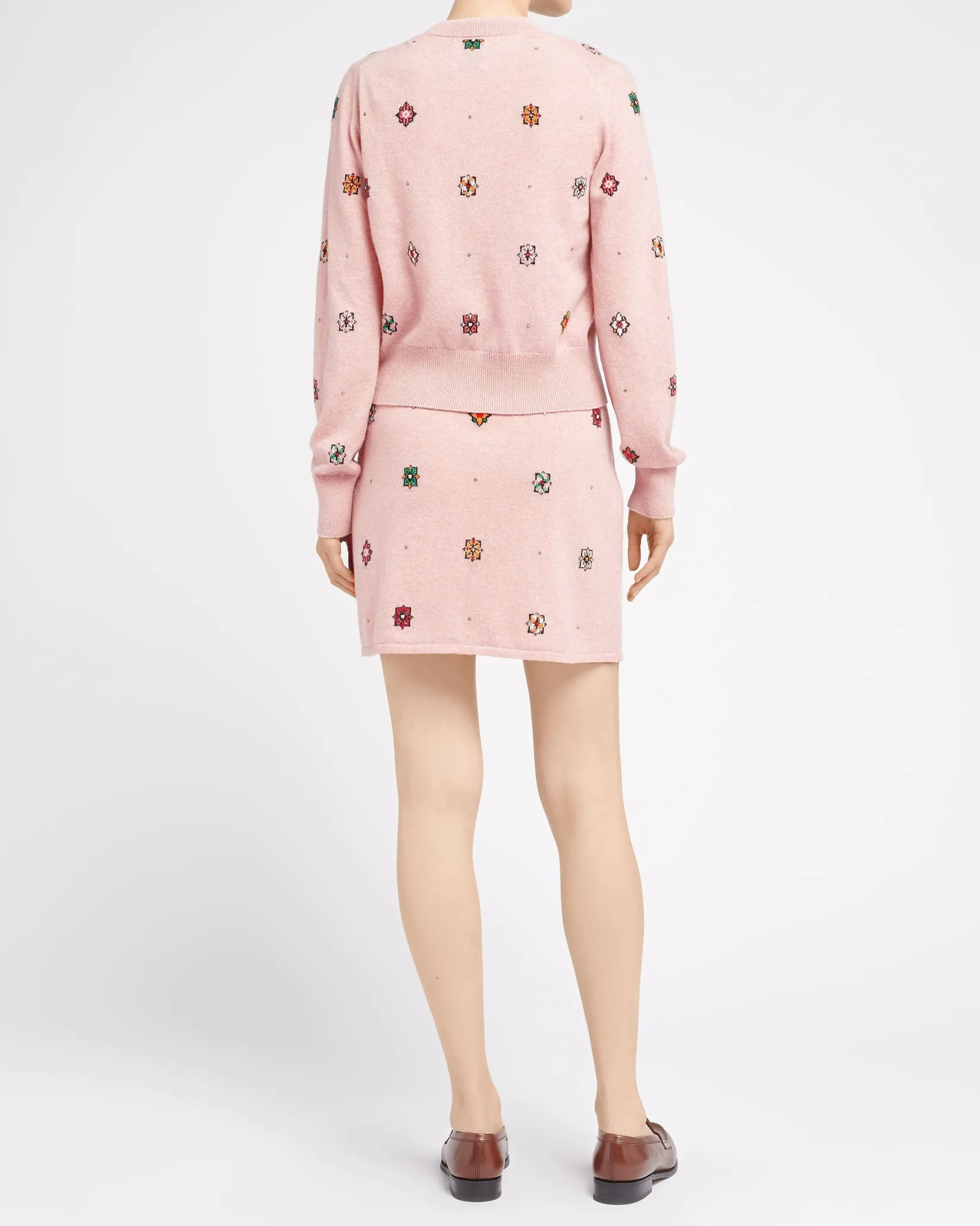 Women Barrie Cardigan in cashmere and cotton with floral motif