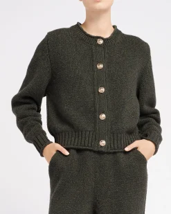 Women Barrie Cardigan in chunky cashmere with gold buttons