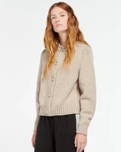 Women Barrie Cardigan in chunky cashmere with gold buttons