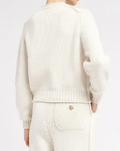 Women Barrie Cardigan in chunky cashmere with gold buttons