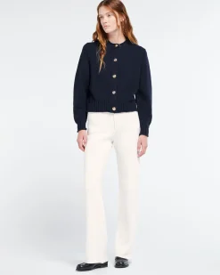 Women Barrie Cardigan in chunky cashmere with gold buttons
