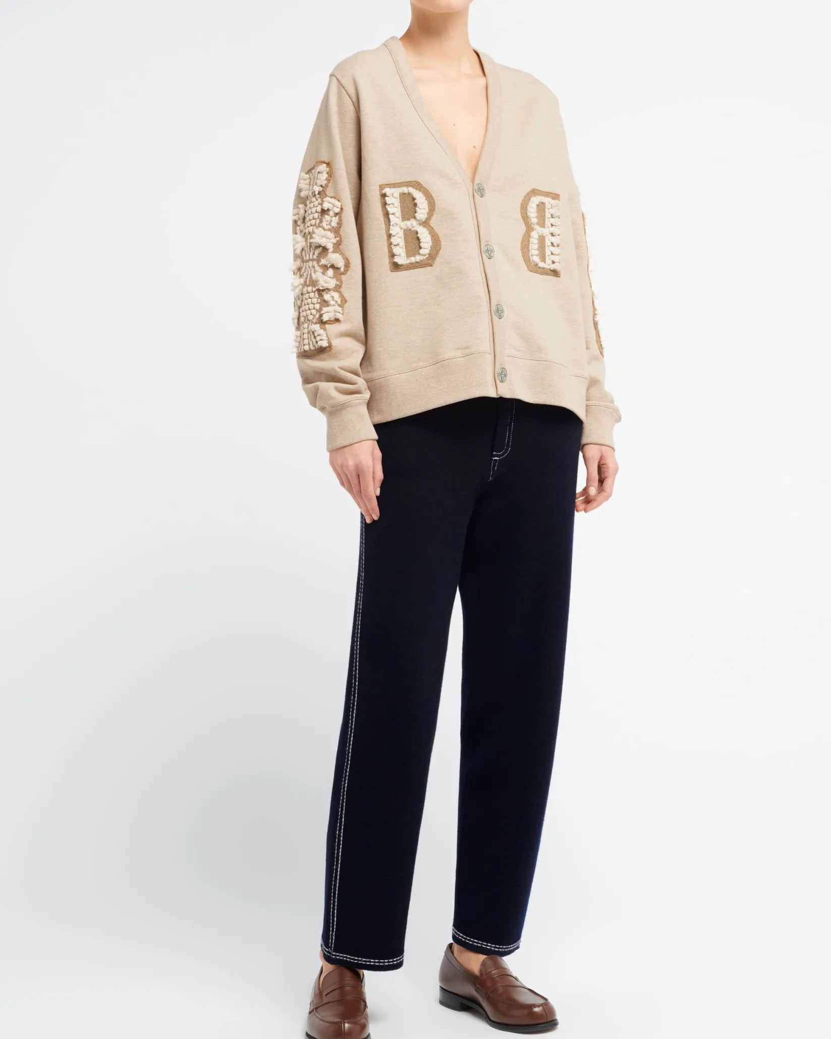 Women Barrie Cardigan in cotton with a cashmere B logo