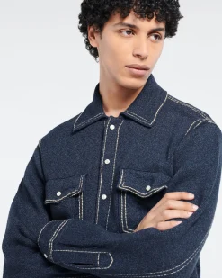 Barrie Cashmere and cotton Denim overshirt