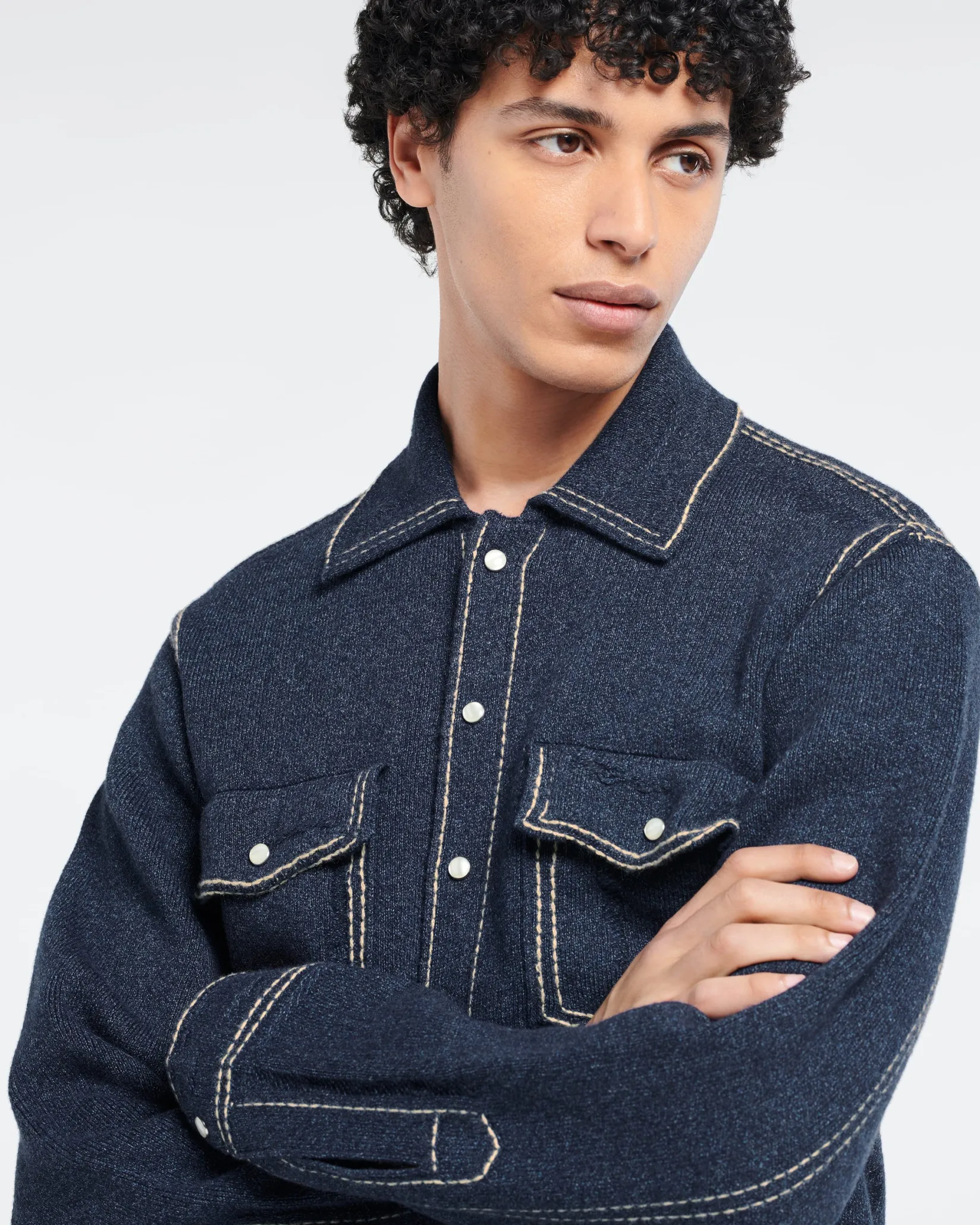 Barrie Cashmere and cotton Denim overshirt