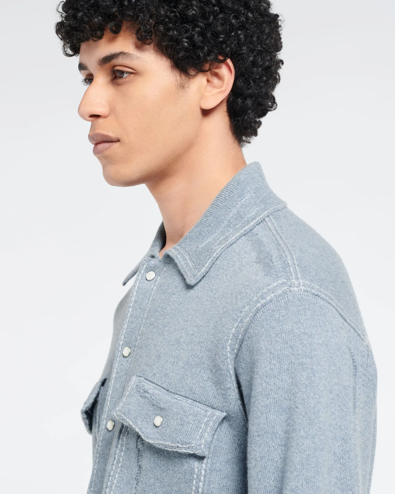 Barrie Cashmere and cotton Denim overshirt