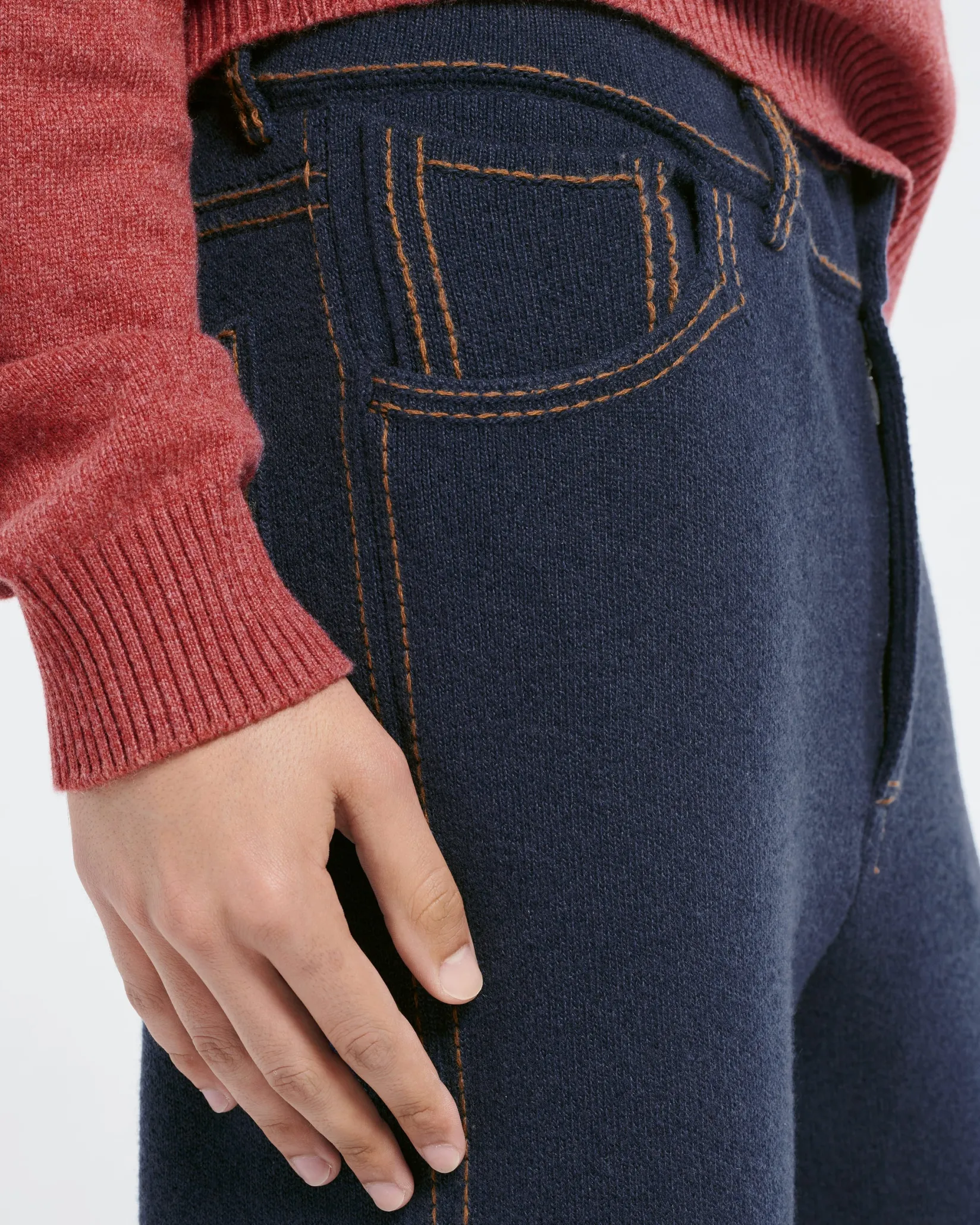 Barrie Cashmere and cotton Denim trousers