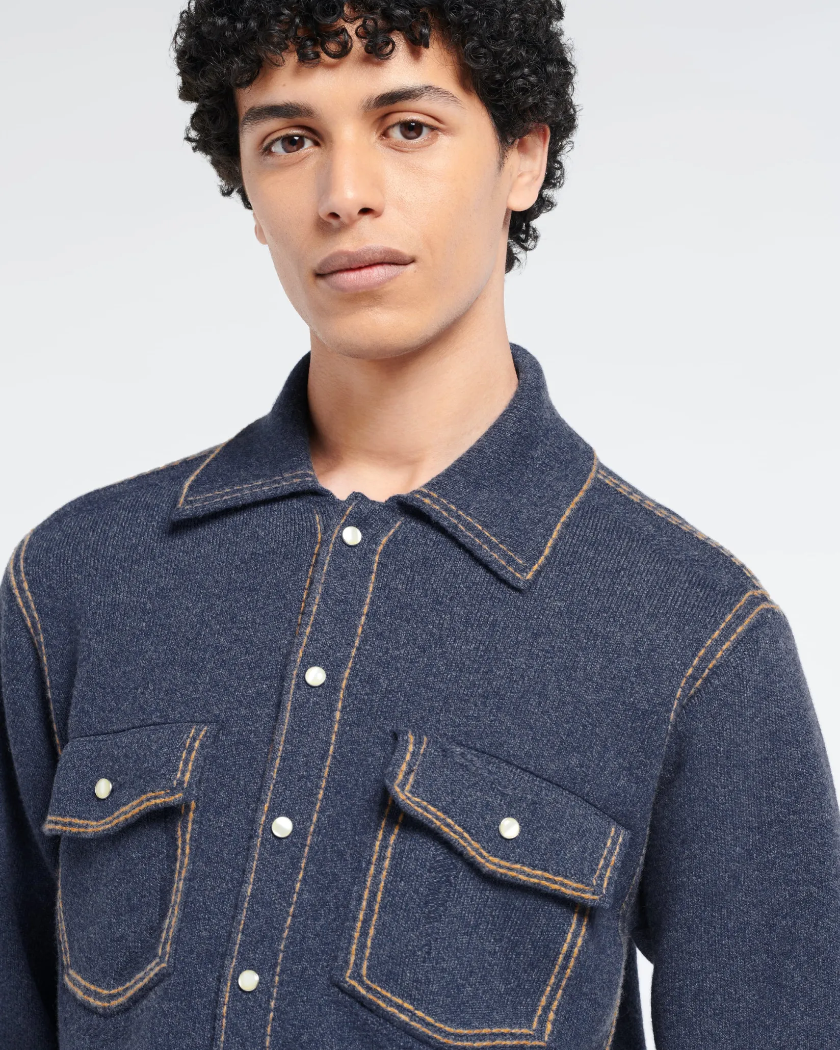 Barrie Cashmere and cotton Denim overshirt