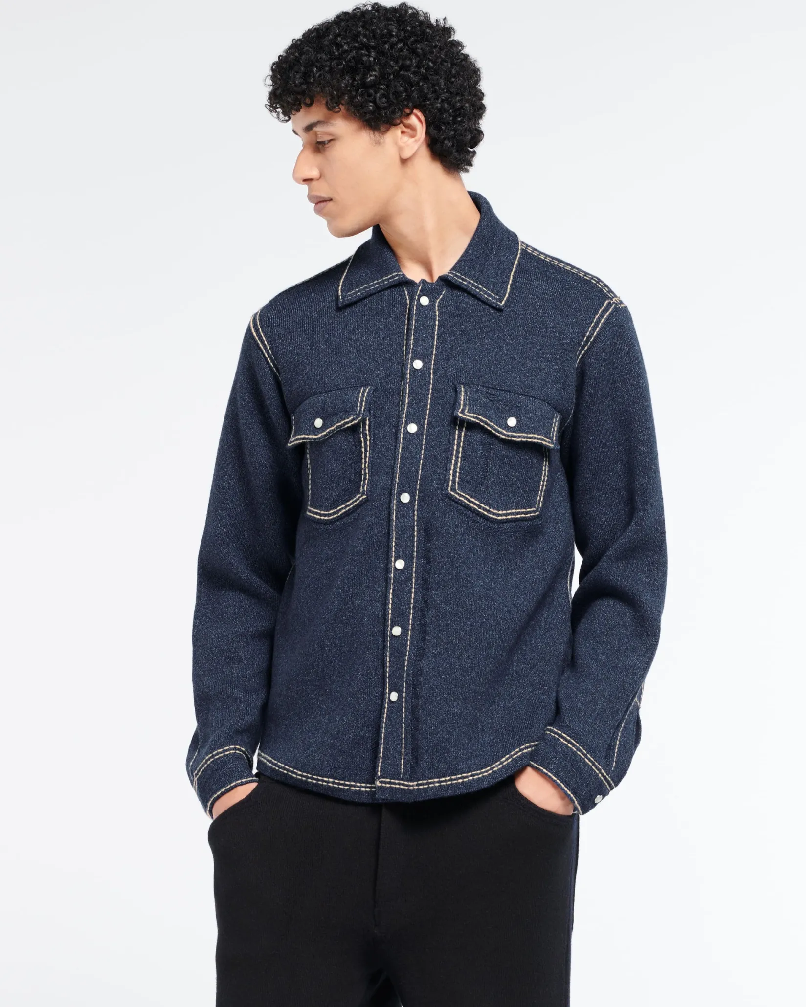 Barrie Cashmere and cotton Denim overshirt