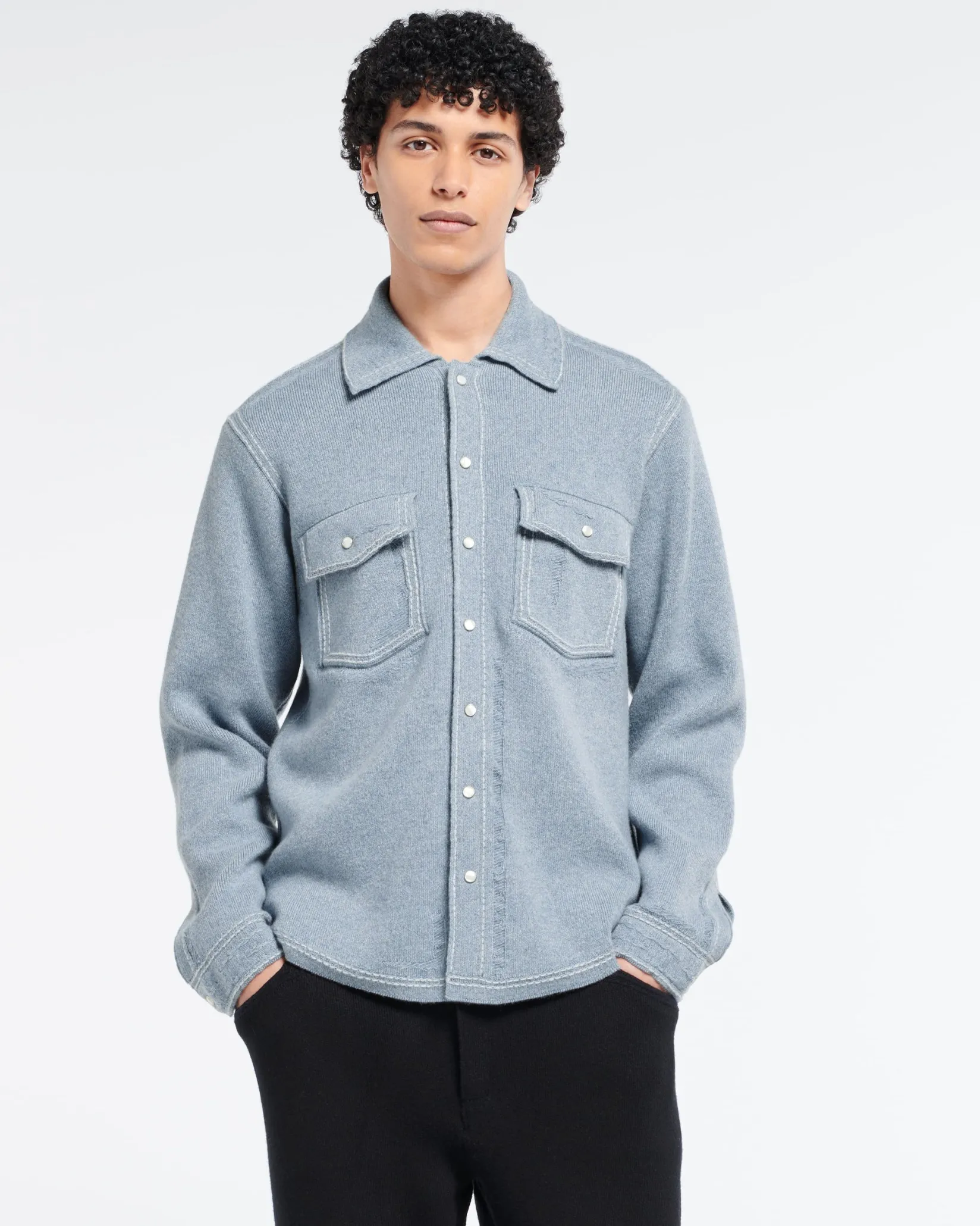 Barrie Cashmere and cotton Denim overshirt