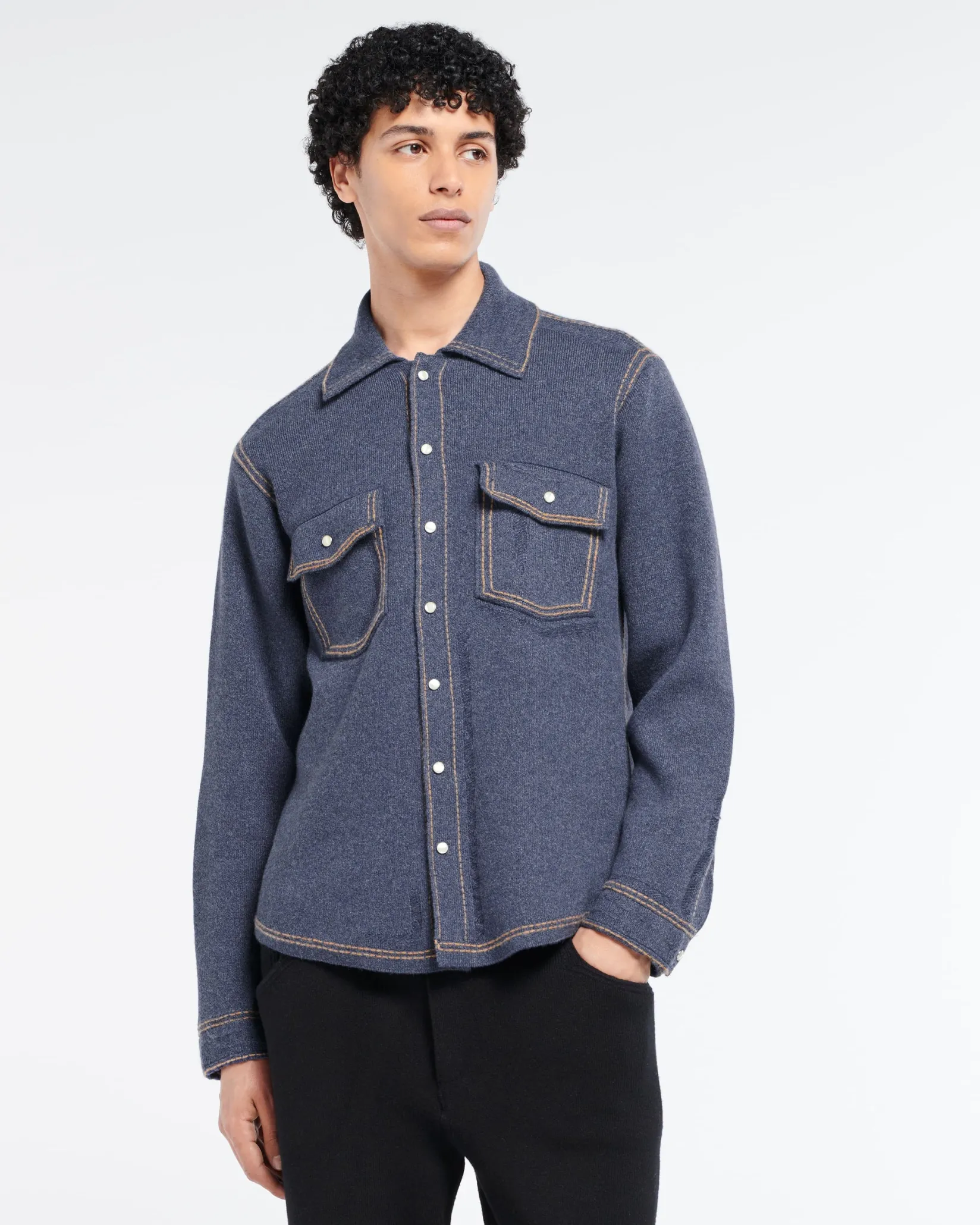Barrie Cashmere and cotton Denim overshirt