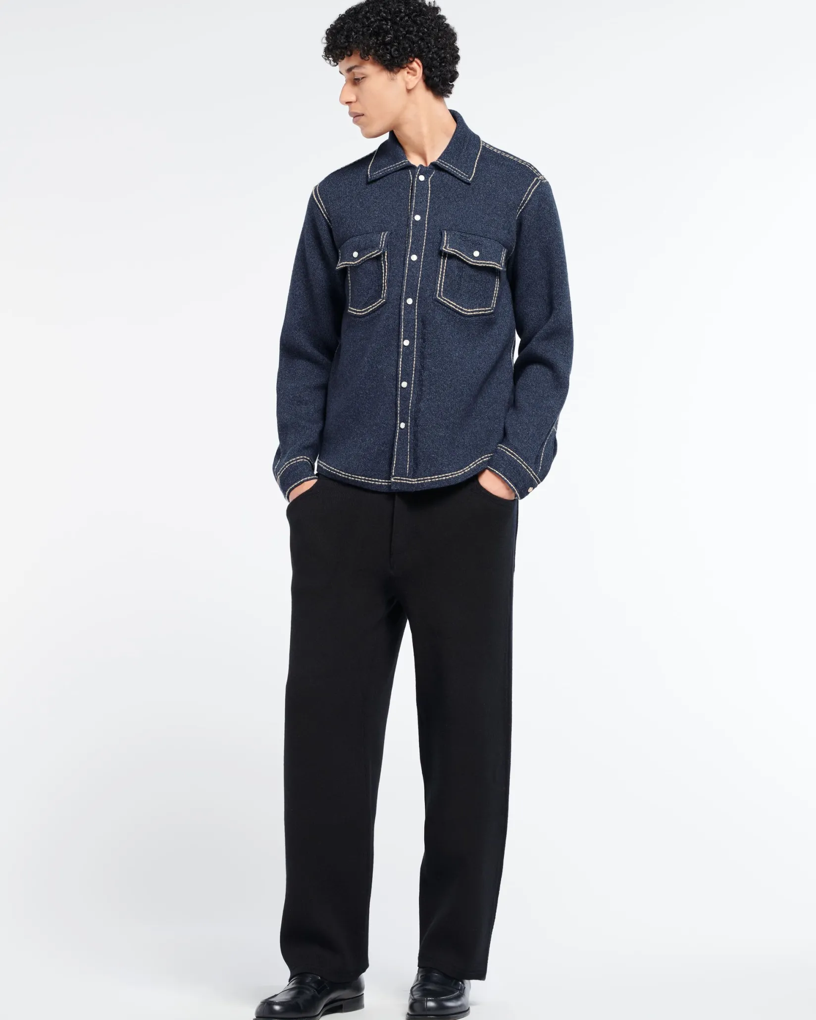 Barrie Cashmere and cotton Denim overshirt