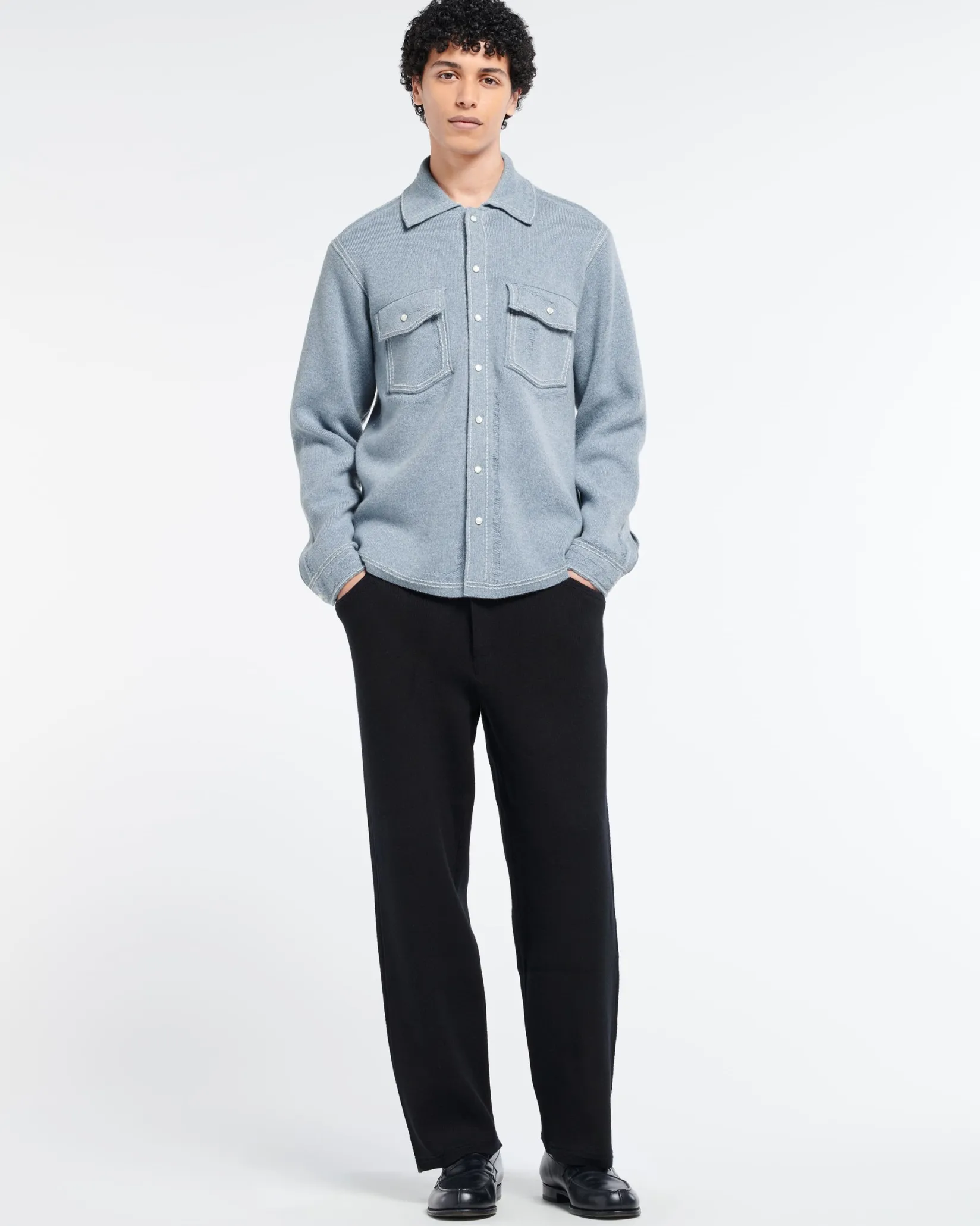 Barrie Cashmere and cotton Denim overshirt