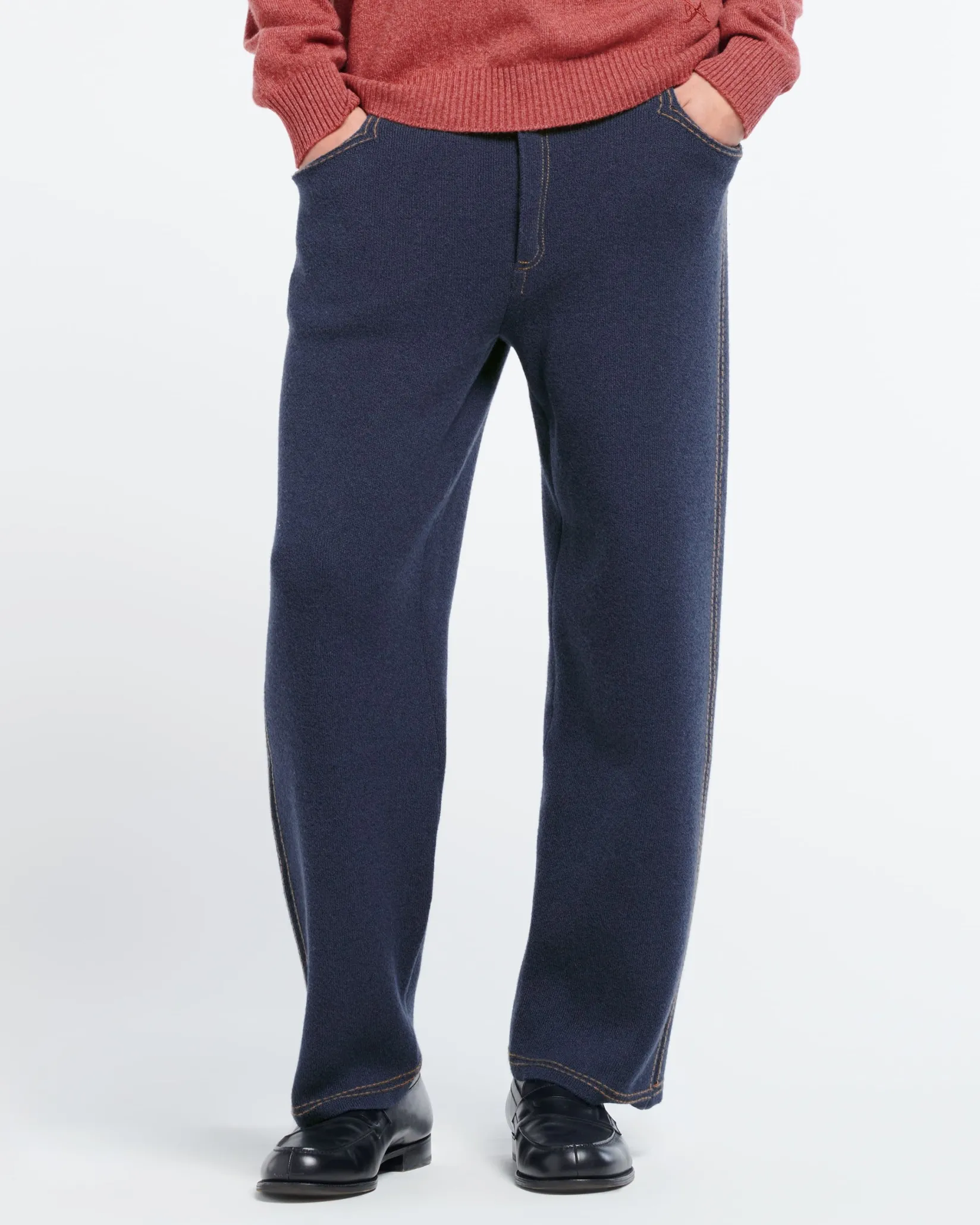 Barrie Cashmere and cotton Denim trousers