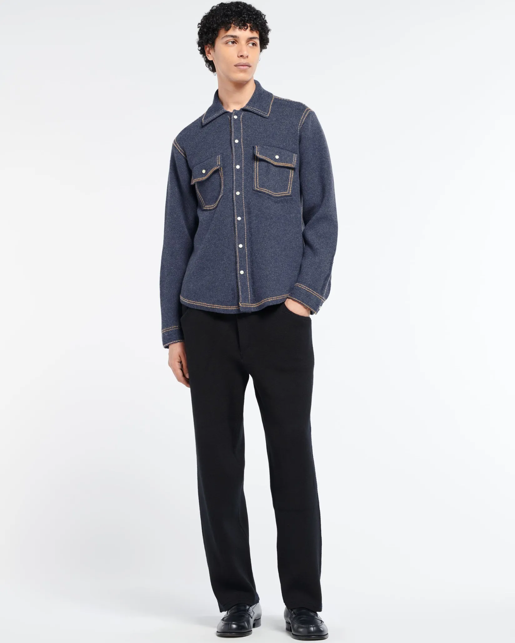 Barrie Cashmere and cotton Denim overshirt
