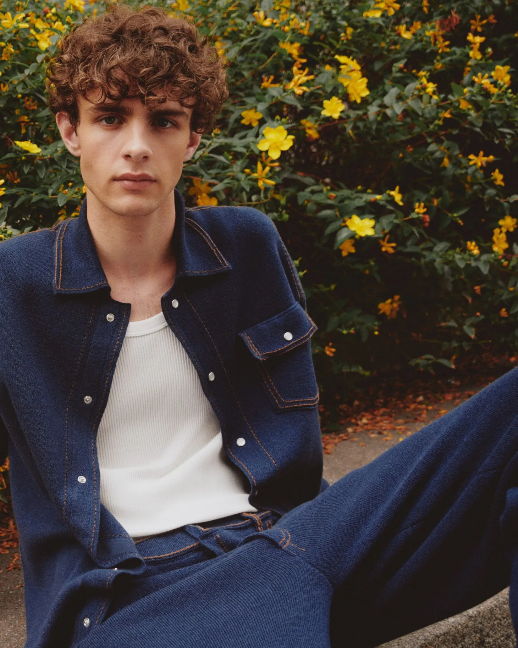 Barrie Cashmere and cotton Denim trousers