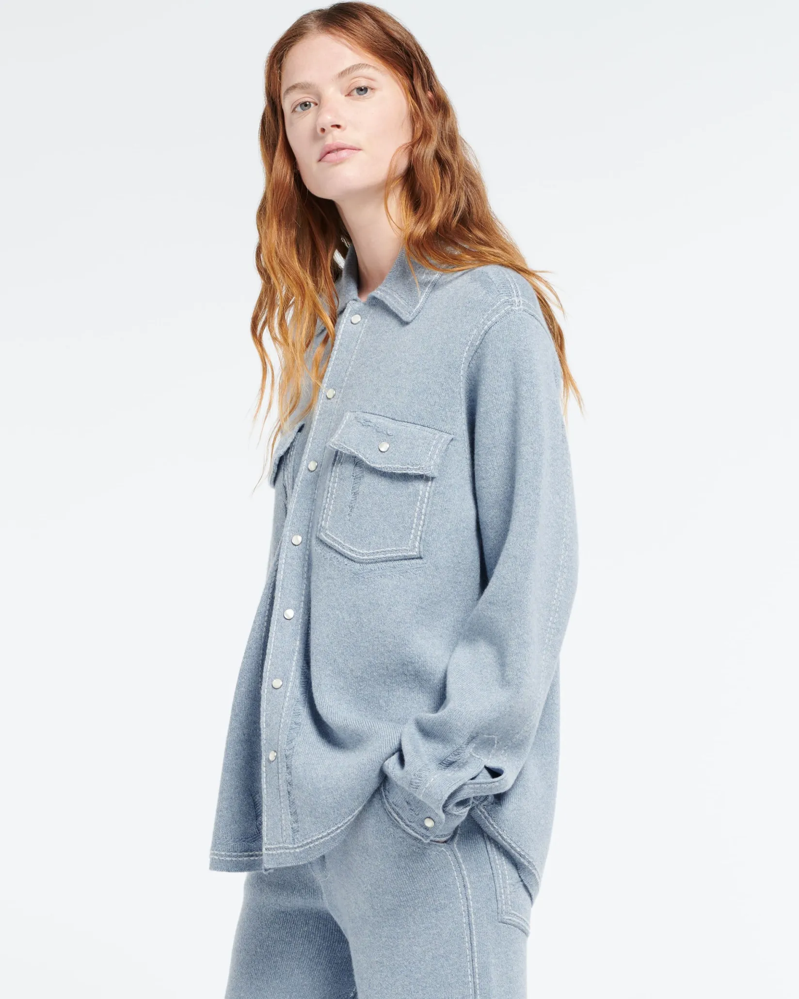Barrie Cashmere and cotton Denim overshirt