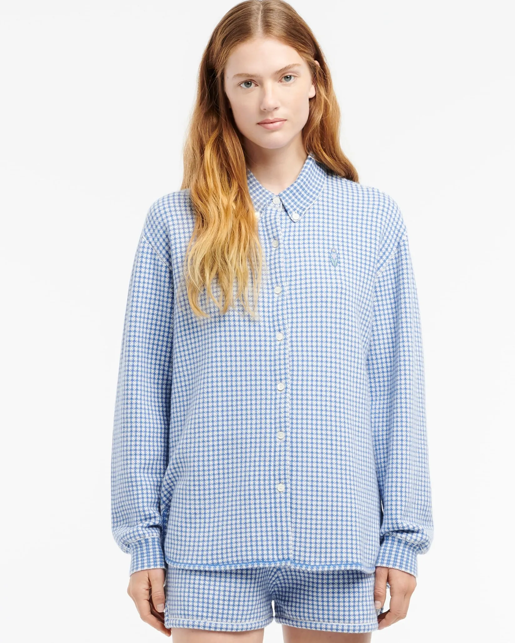 Women Barrie Cashmere and cotton gingham shirt