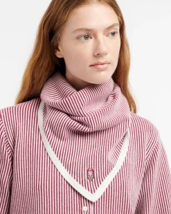 Women Barrie Cashmere and cotton striped scarf