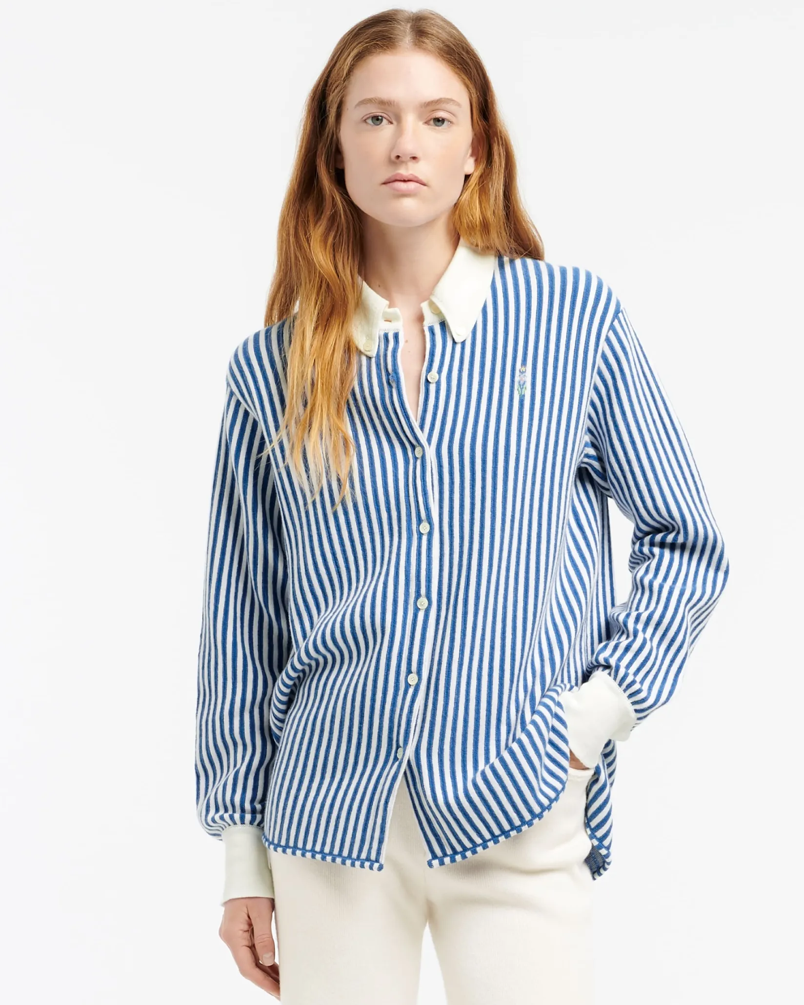 Women Barrie Cashmere and cotton striped shirt