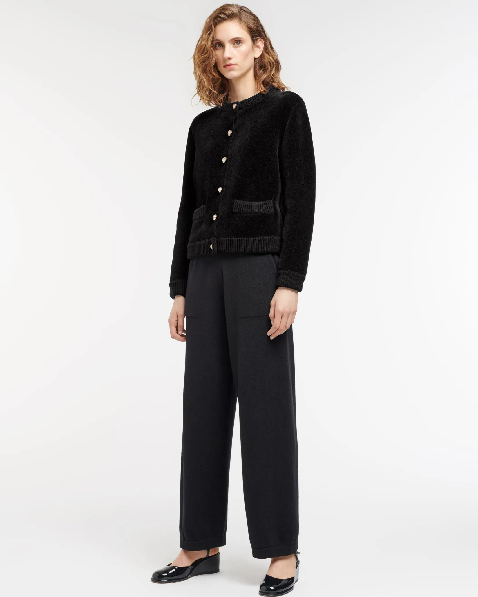Women Barrie Cashmere and cotton velvet-effect cardigan