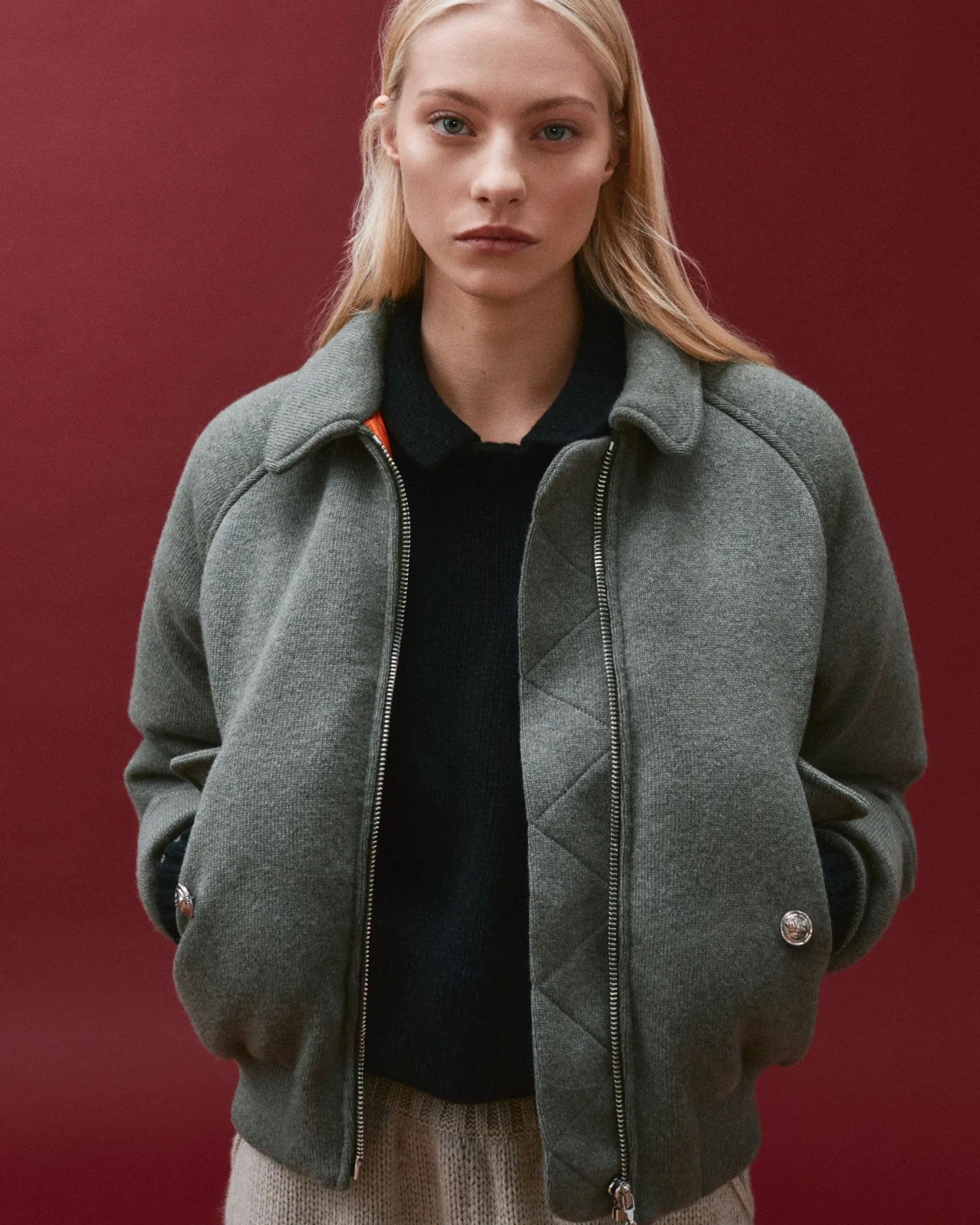 Women Barrie Cashmere and wool bomber jacket