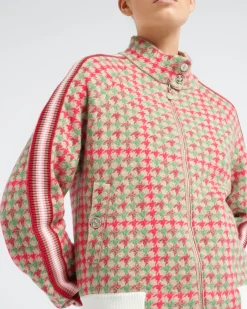 Women Barrie Cashmere and wool jacket with houndstooth pattern