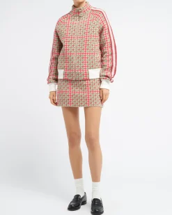 Women Barrie Cashmere and wool jacket with houndstooth pattern