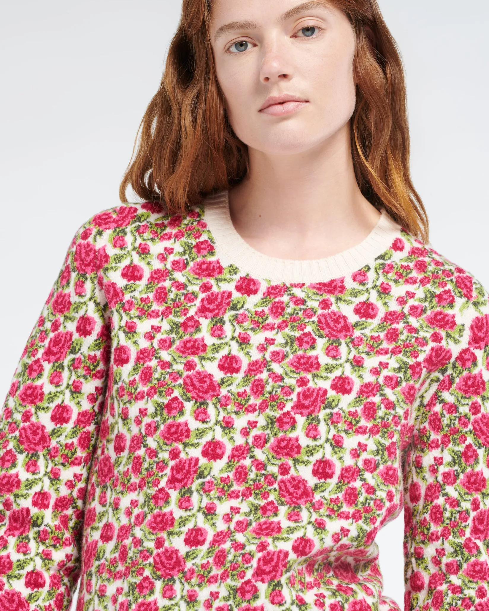 Women Barrie Cashmere and wool jumper with roses motif