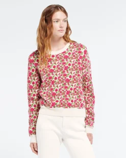 Women Barrie Cashmere and wool jumper with roses motif