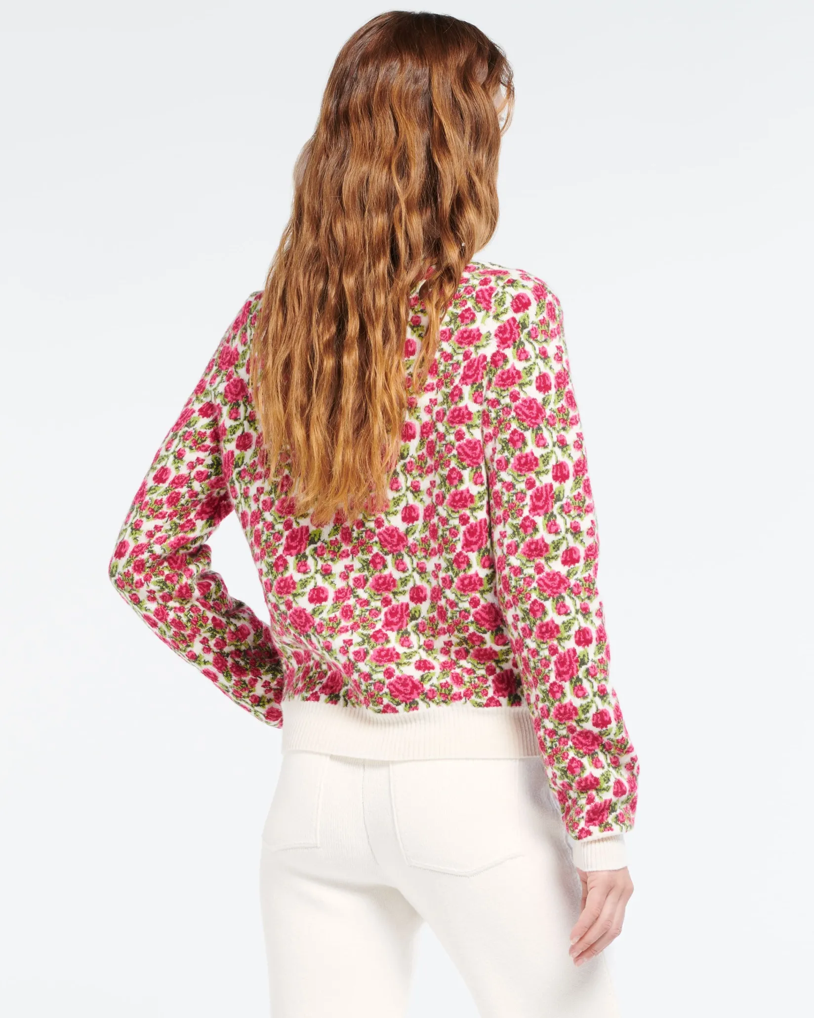 Women Barrie Cashmere and wool jumper with roses motif