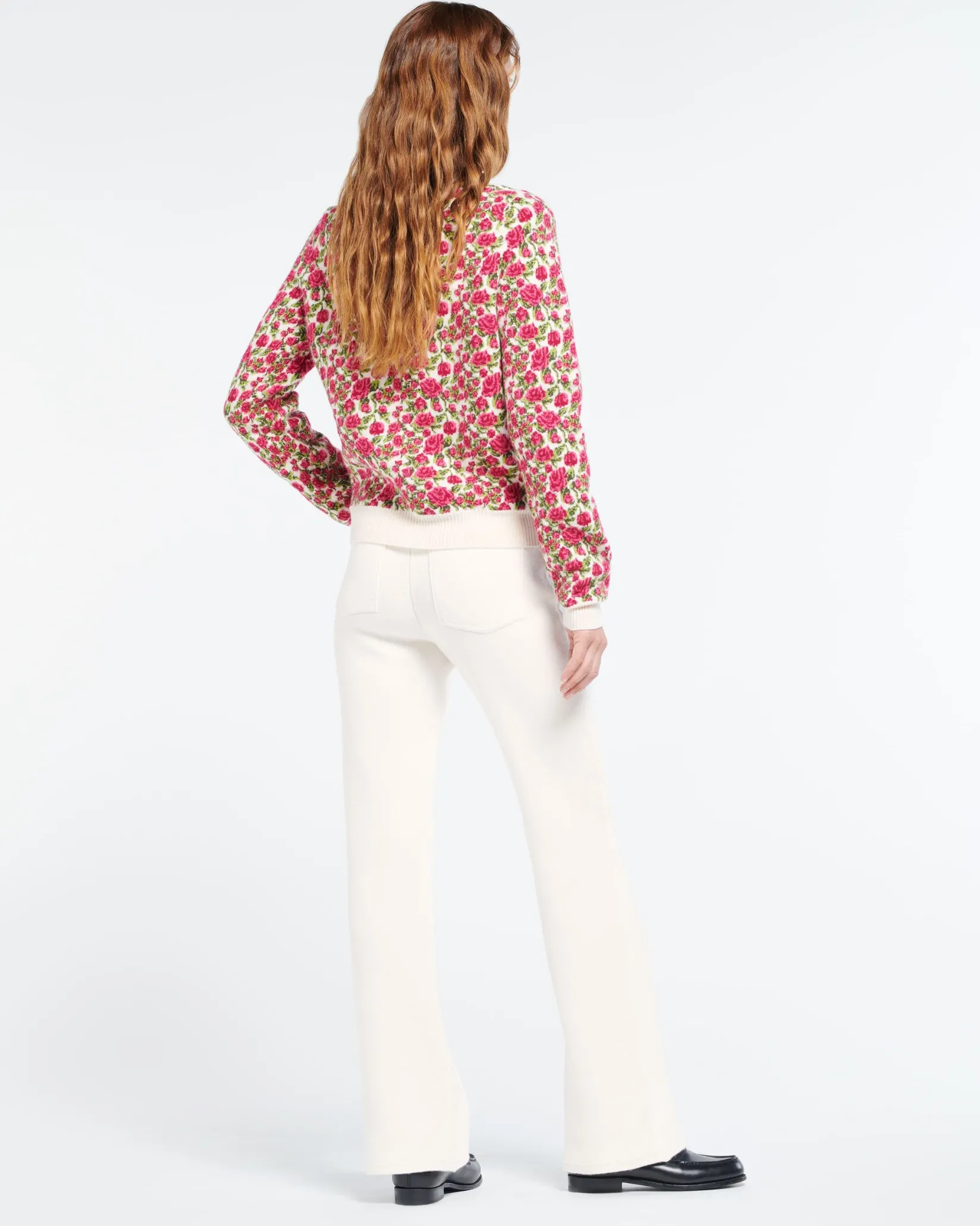 Women Barrie Cashmere and wool jumper with roses motif