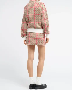 Women Barrie Cashmere and wool skirt with houndstooth pattern