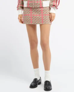 Women Barrie Cashmere and wool skirt with houndstooth pattern
