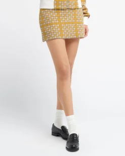 Women Barrie Cashmere and wool skirt with houndstooth pattern