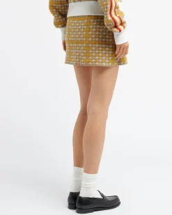 Women Barrie Cashmere and wool skirt with houndstooth pattern