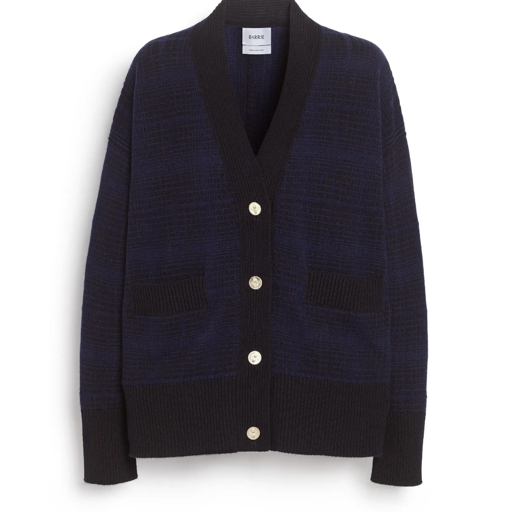 Women Barrie Cashmere cardigan with a tartan motif