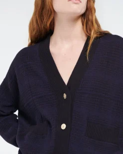 Women Barrie Cashmere cardigan with a tartan motif