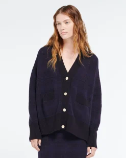 Women Barrie Cashmere cardigan with a tartan motif
