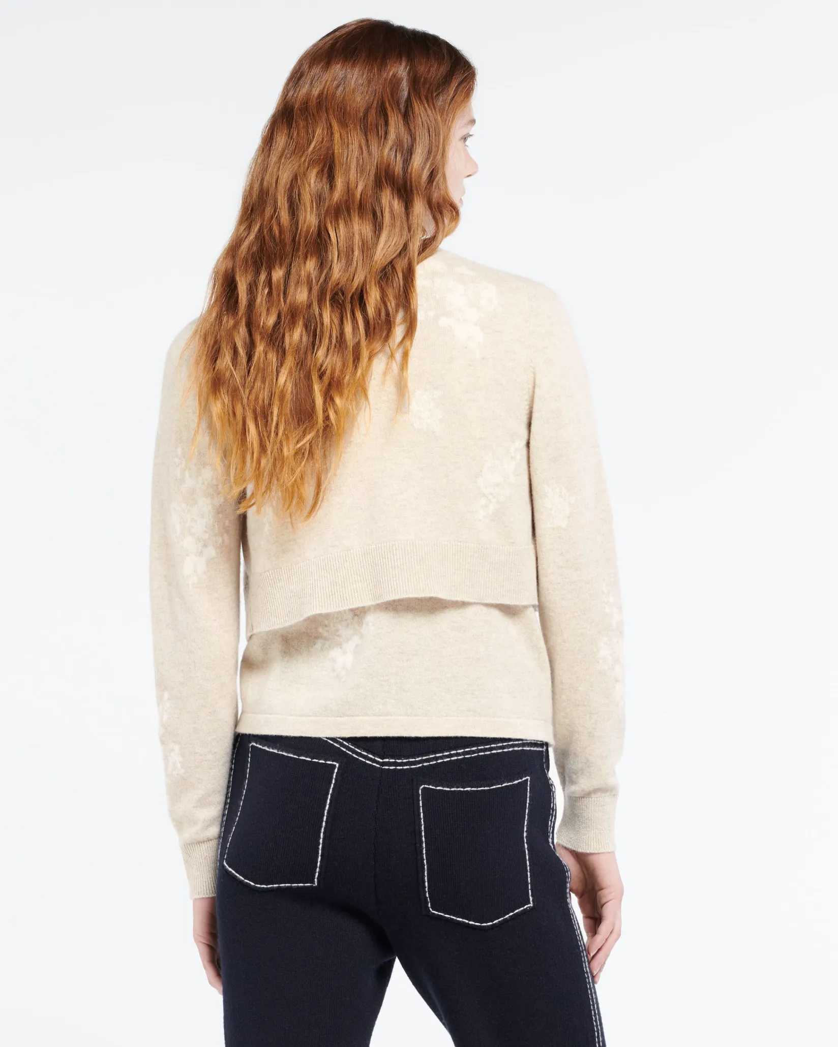 Women Barrie Cashmere cardigan with a floral motif