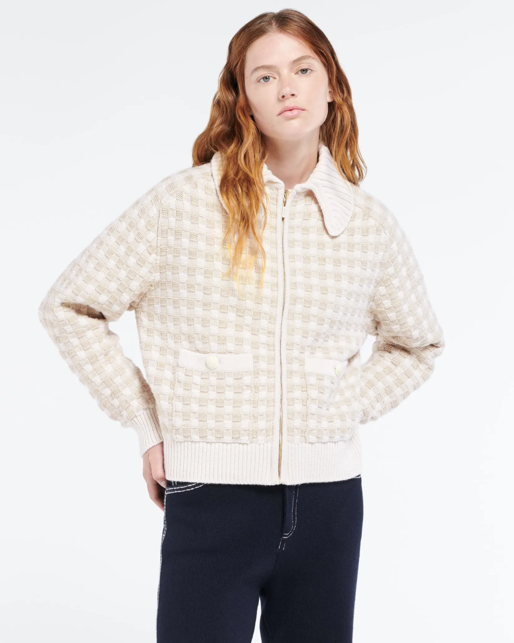 Women Barrie Cashmere jacket with a gingham motif