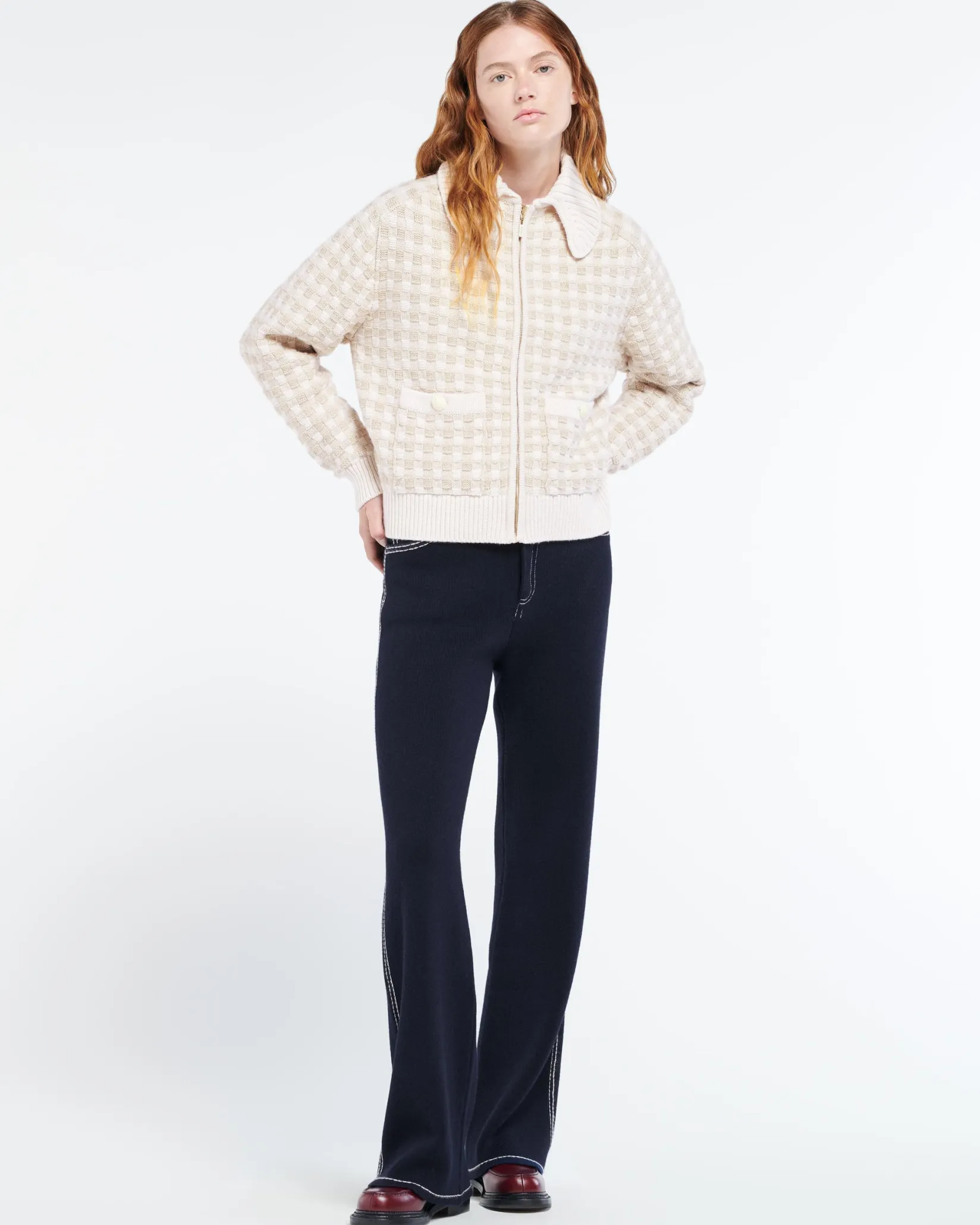 Women Barrie Cashmere jacket with a gingham motif
