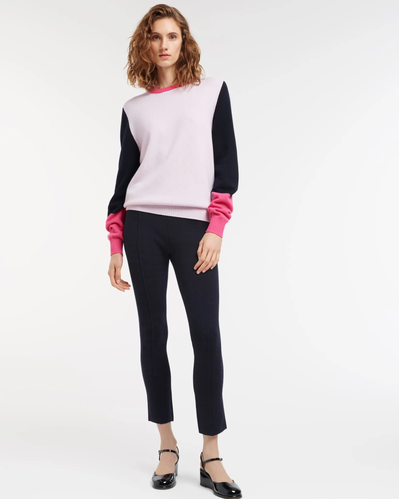 Women Barrie Cashmere jumper with coloured inserts