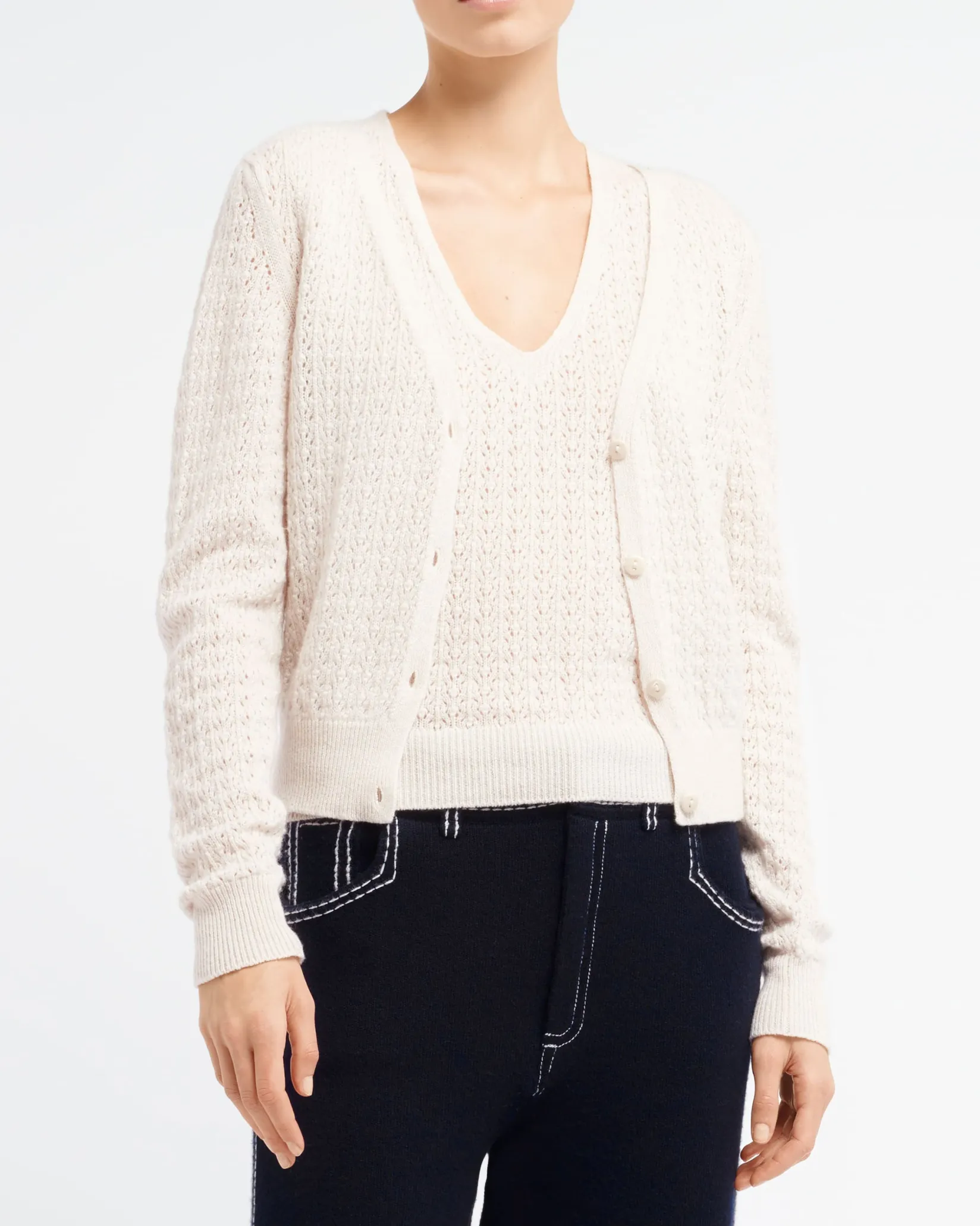 Women Barrie Cashmere lace cardigan