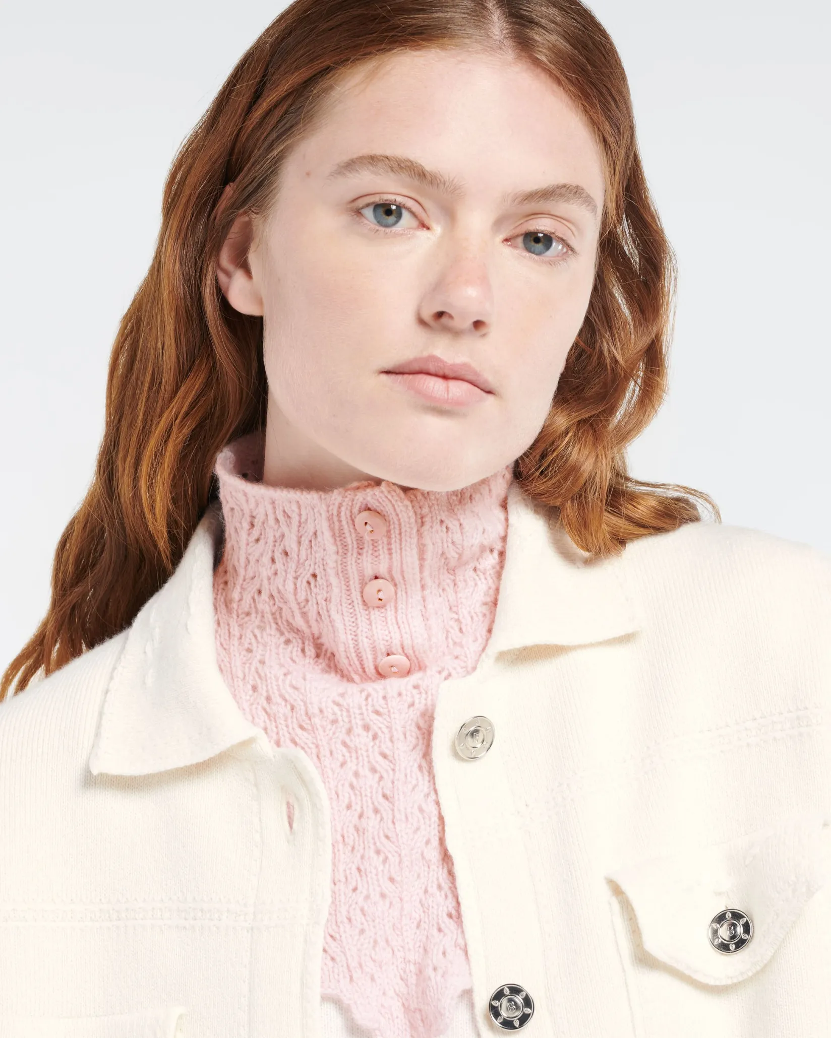 Women Barrie Cashmere lace collar