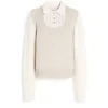 Women Barrie Cashmere lace jumper with polo shirt collar