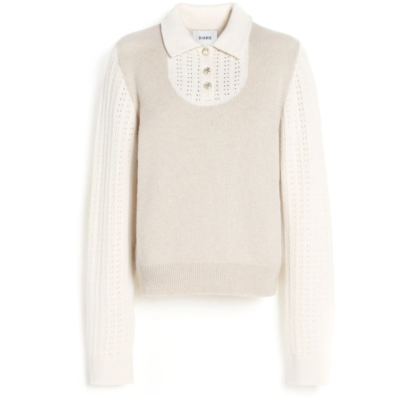 Women Barrie Cashmere lace jumper with polo shirt collar