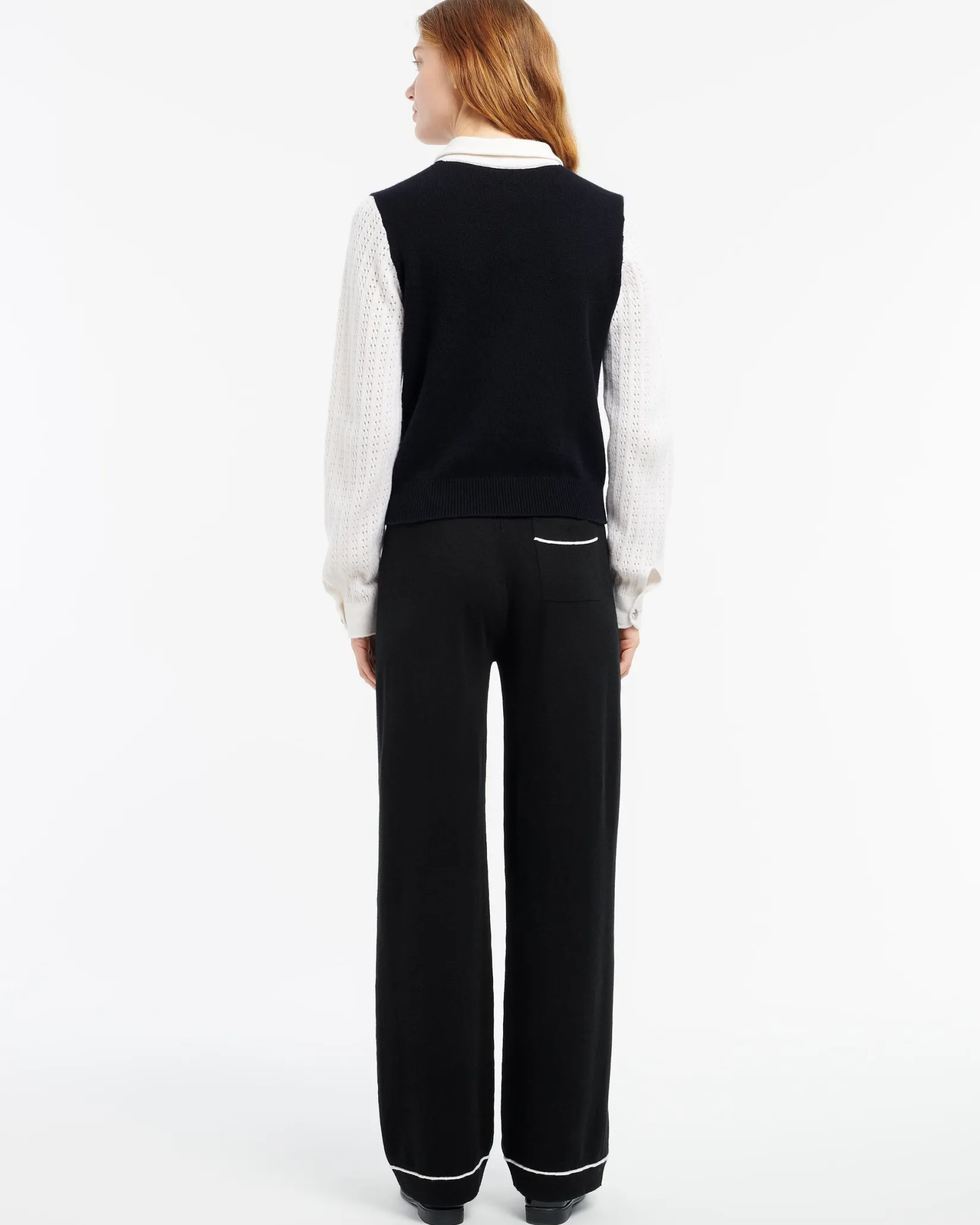 Women Barrie Cashmere lace jumper with polo shirt collar