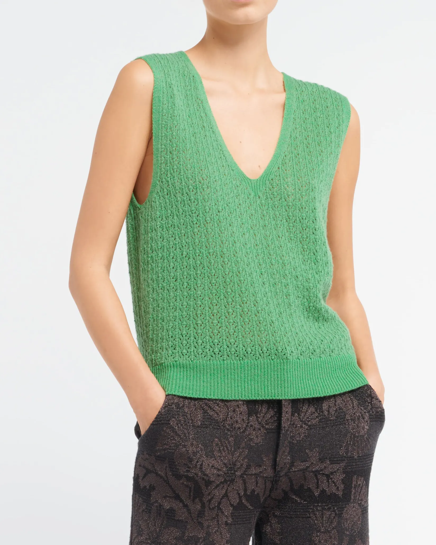 Women Barrie Cashmere lace top