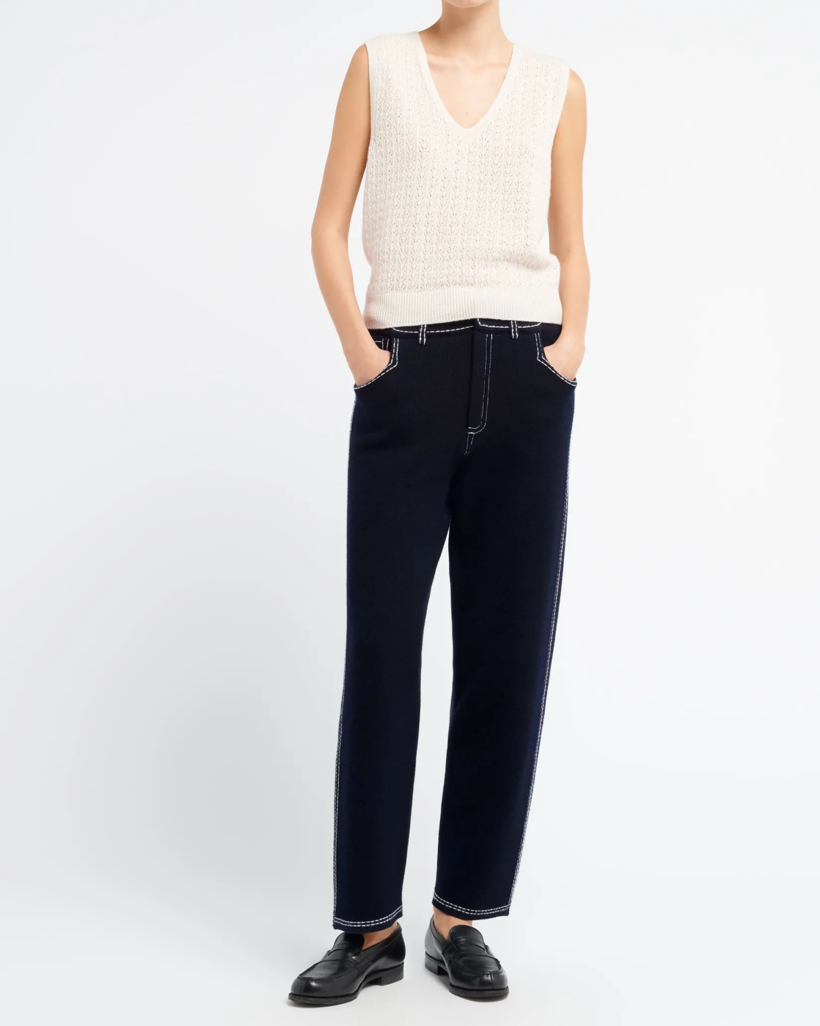 Women Barrie Cashmere lace top